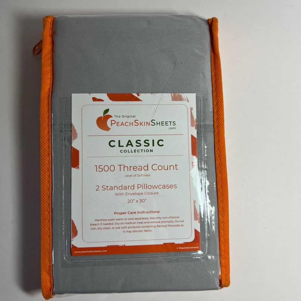 PeachSkin 1500 Thread Count Set of 2 Standard‎ Pillowcases 20 x 30 NIP